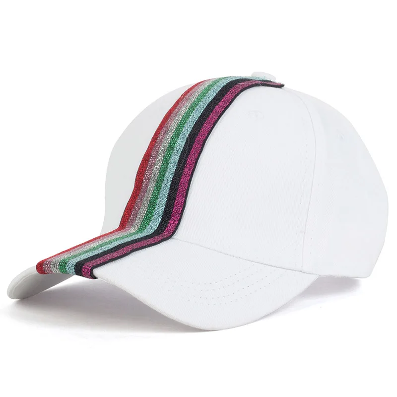 Geebro/модные повседневные цветные Хлопковые бейсболки с лентами для женщин и девочек, однотонные регулируемые кепки в стиле хип-хоп, спортивные облегающие кепки - Цвет: White-1