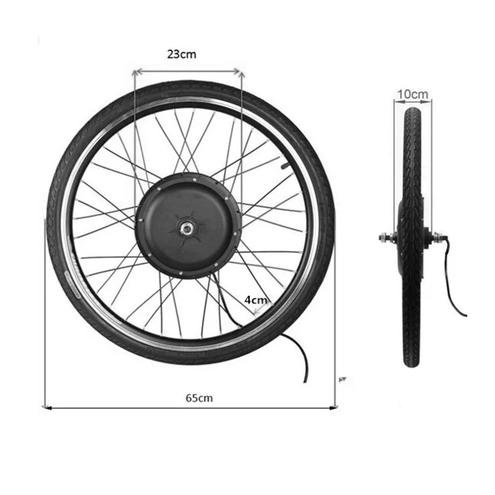 Top 1000W Electric E Bike Conversion Kit 26" Front Wheel Motor Bicycle Hub 48V Aluminum Alloy Tool Kit Crank Speed Sensor 4