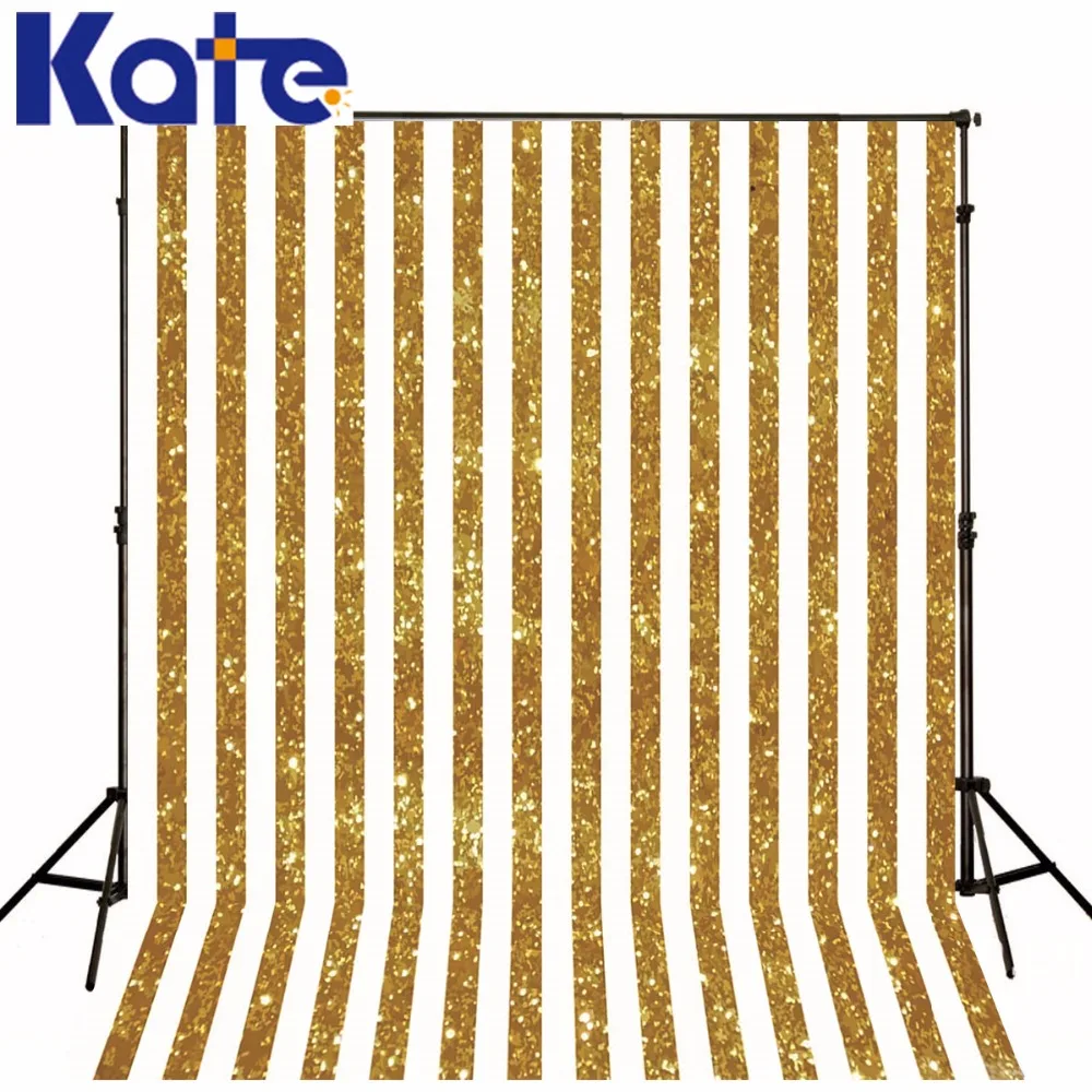 10X10FT Kate Stripe pozadí fotografie Sparking Gold tlusté látky pozadí fotografie děti kulisy pro foto studio  t