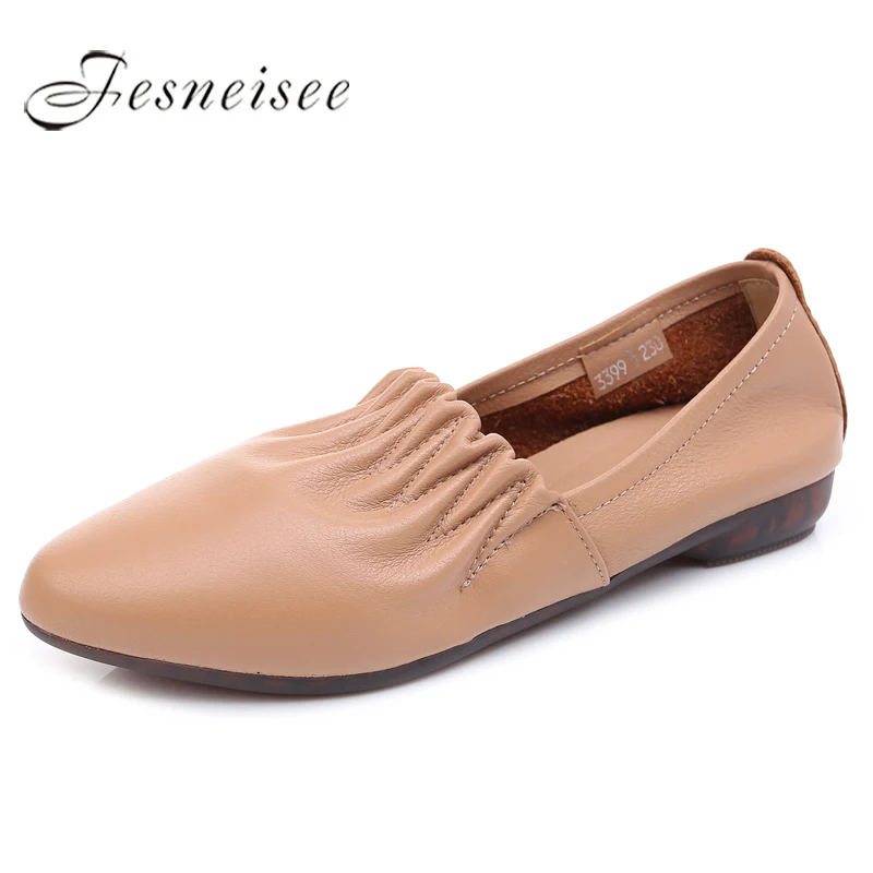 

Women Flats Shoes Genuine Leather Slip on ladies Shallow Moccasins Casual Shoes Female Summer Loafer Shoes Women Size 35-42