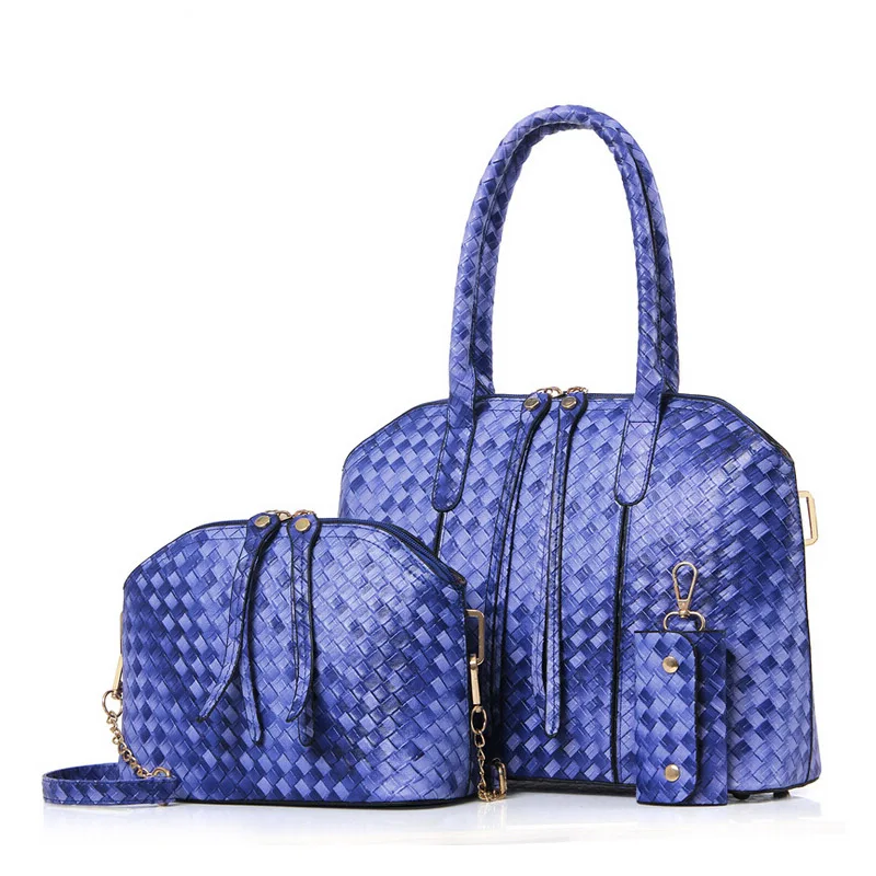 3pcs font b sets b font Famous Brand Knitting Women Bag Top Handle Bags 2017 Fashion