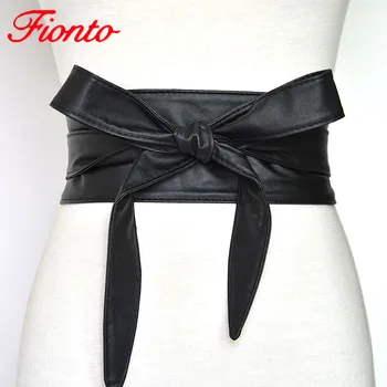 

Autumn Winter Solid Multicolor Wide Waist Belts Women's Fashion Accessories Wild Decorative Ribbons Bow Tie Leather Belts AN1161