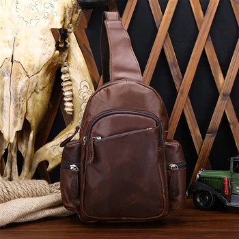 

Spring and summer new style men genuine leather luxury chest bag male outdoor sports casual crossbody bag quality guarantee