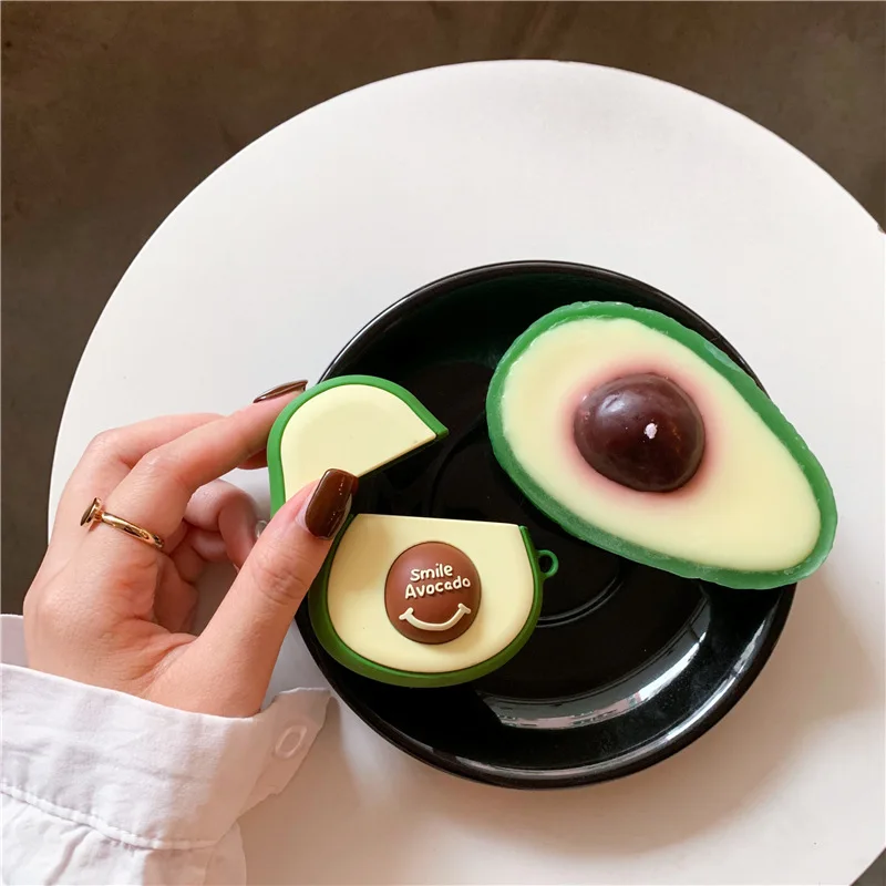 

3D Smile Avocado Silicone Case for Apple Airpods Case Accessories Bluetooth Earphones Protective Cover Headphones Box Bag