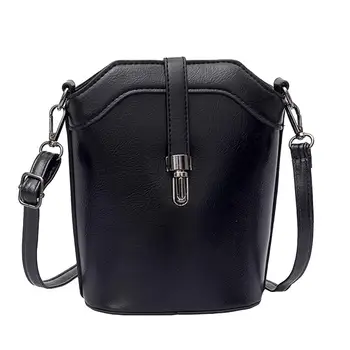 

Women Vintage Solid Color Faux Leather Crossbody Shoulder Pouch Small Bucket Bag