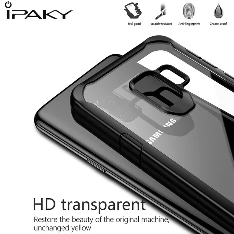 

IPAKY Transparent Case For Samsung Galaxy S9 Plus Case Soft TPU+PC Back Cover Armor Shockproof Case For Samsung Galaxy S9 Coque