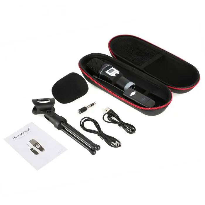 USB Sound Card UHF Wireless Microphone with Tripod for Audio Computer Karaoke Live Broadcasting GY88