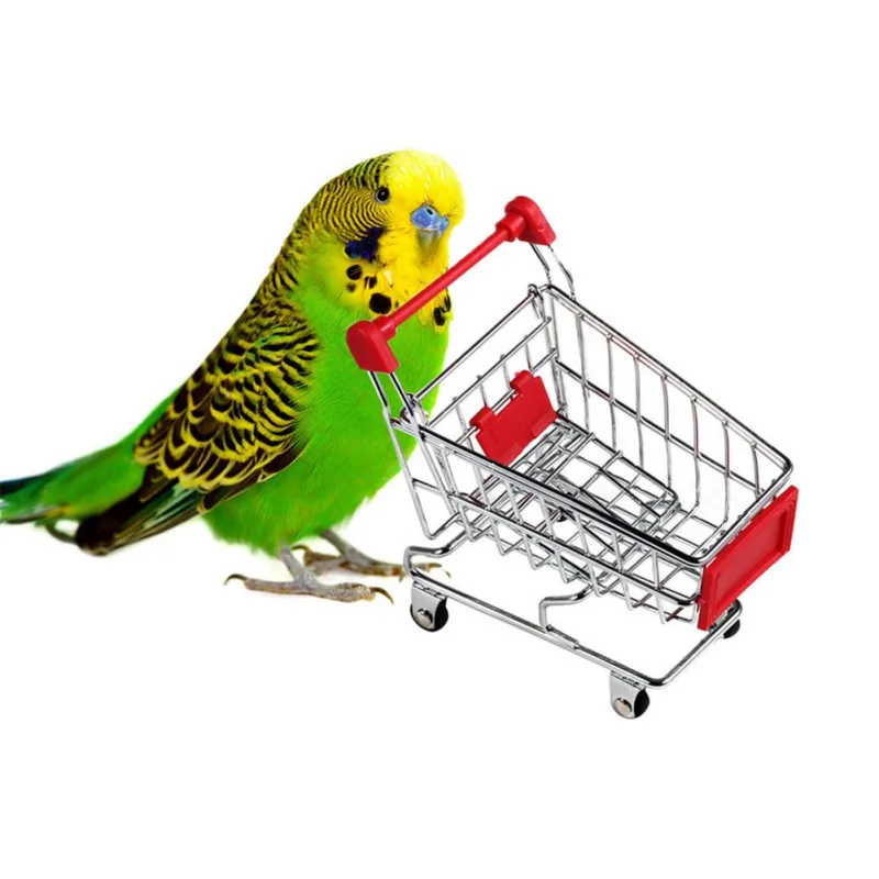 Durable Pet Bird Parrot Toys Colorful Mini Shopping Cart Trolley Toy