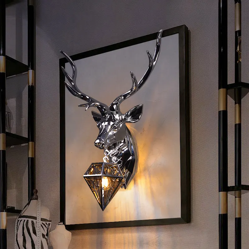 

Modern American Retro Deer LED Wall Lamps Antlers LED Wall Light Fixtures Living Room Bedroom Bedside Lamp Sconce Home Luminaire