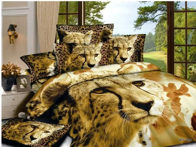 3D Brown Lion animal print bedding set for queen size bedspread duvet