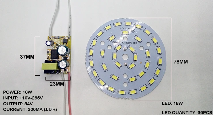 3 Вт 7 Вт 12 Вт 18 Вт 24 Вт 36 Вт 5730 SMD светодиодный светильник Панель для потолка+ AC 100-265 в Светодиодный источник питания