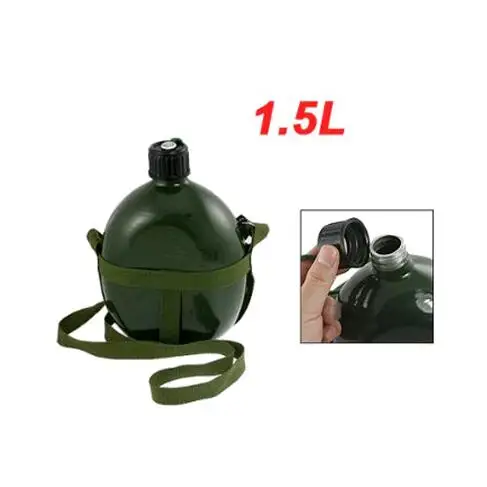 

LHBL 1.5L Aluminum Military Water Bottle with Shoulder Strap Military Army Canteen