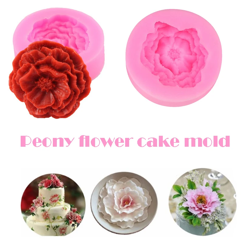 

3D Peony Shape Mould Cake Fondant Chocolate Soap Making Mold Tools Pink