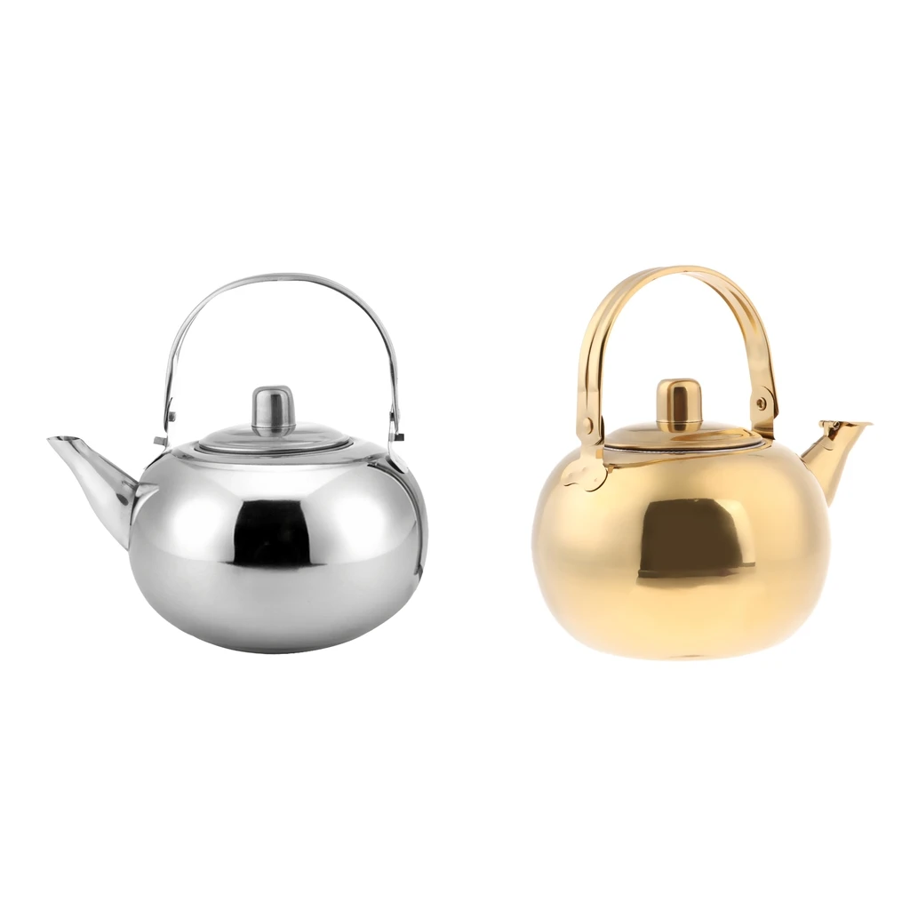 1000ml / 1500ml / 2000ml / 2500ml Durable Outdoor Camping Stainless Steel Tea Kettle Waterpot Silver/ Gold