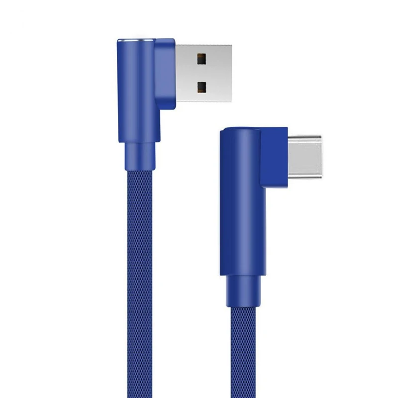 Usb type C 90 градусов USB C кабель для samsung Galaxy S8 S9 Plus Nokia 8 Xiaomi Mi 8 6 MAX 3 USB C кабель передачи данных для быстрой зарядки - Цвет: Синий