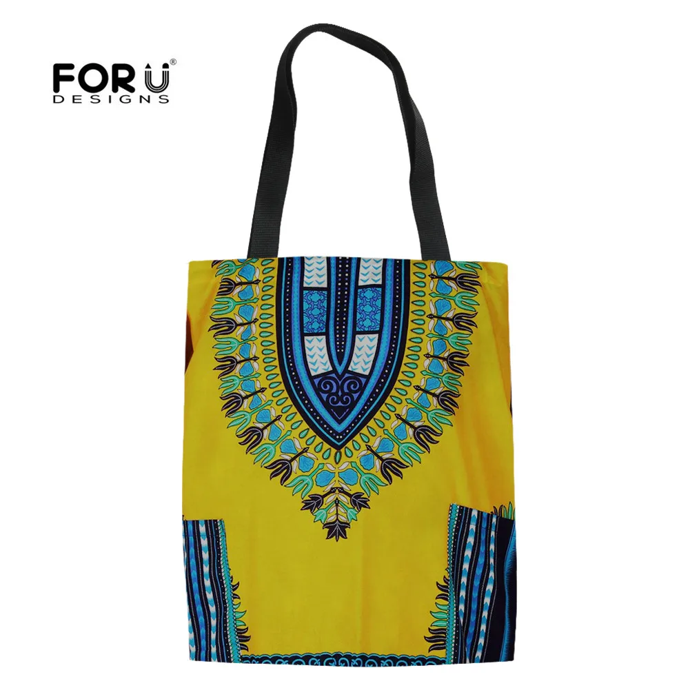 FORUDESIGNS/винтажная сумка для покупок в африканском стиле, льняные женские Экологичные сумки для покупок Племенной этнический многократного использования холщовые сумки с принтом