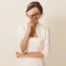 Элегантный 3/4 Рукав Атласная Кот Свадебное Болеро Белое Свадебное Куртки Свадебные Палантины Индивидуальные Высокое Качество