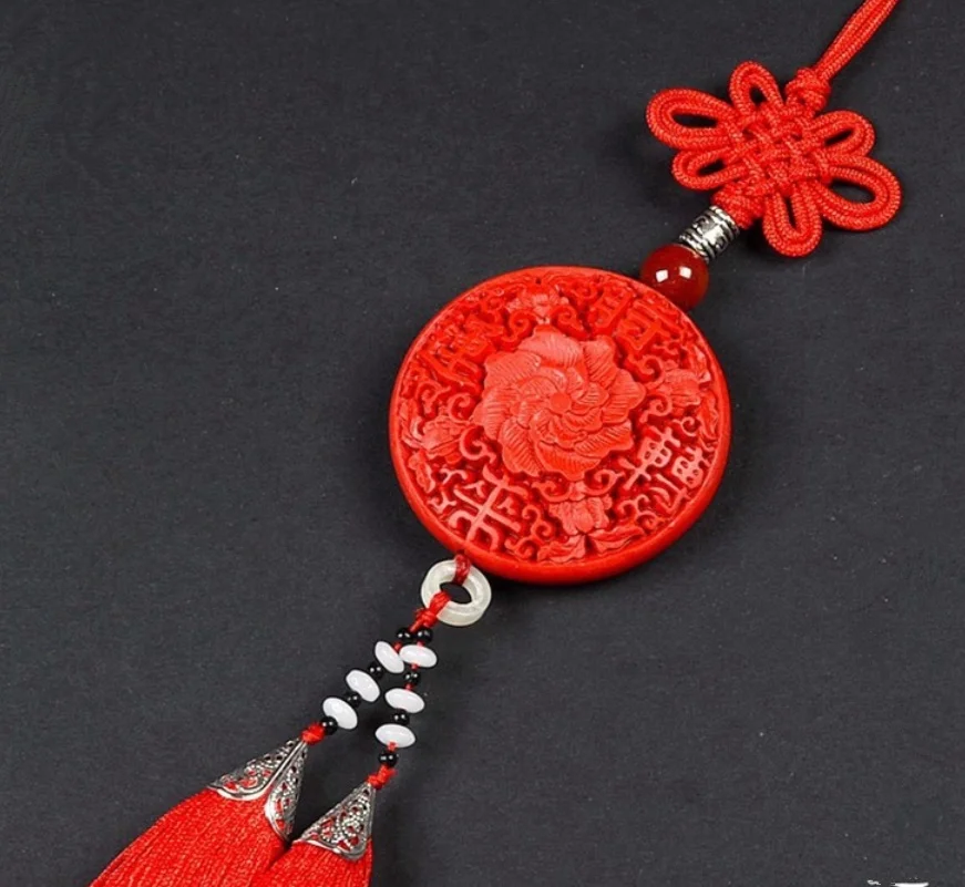

Free Shipping Chinese traditional pendant boutique hand-carved Chinese knot lacquer ornaments home car gift decoration