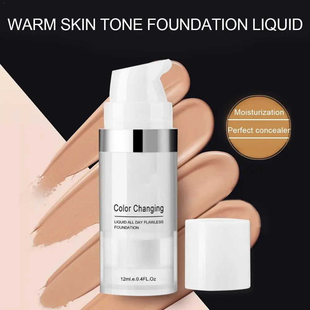 

Matte Liquid Foundation Flawless Colour Changing Warm Skin Tone Makeup Base Nude Face Moisturizing Liquid Cover Concealer