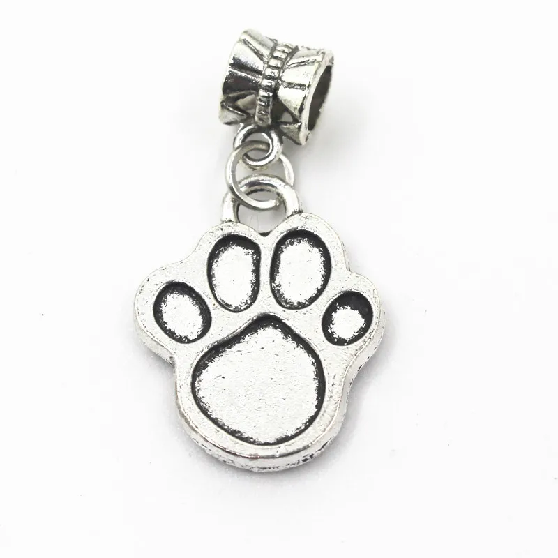 New style 20pcs/lot silver dog's paw alloy pendant dangle charms for