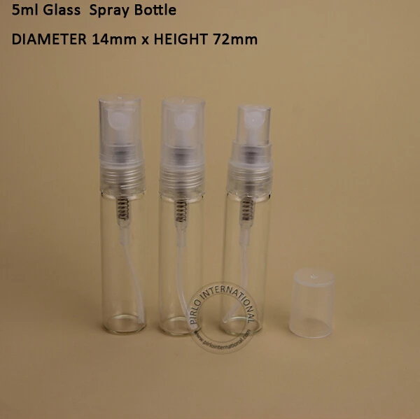 

50pcs/lot 5ml Empty Glass Spray Bottle Small Atomizer Perfume Container Refillable Liquid Women Cosmetic Packaging Plastic Cap