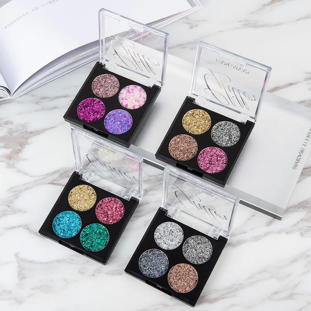 Pallete à Prova Cosméticos para Olho Handaiyan Cores Conjunto Diamante Sombra Dwaterproof Água Shinny Olho Profissional Compõem Paleta Feminino 4 - 3 Cheap Sombra de olho