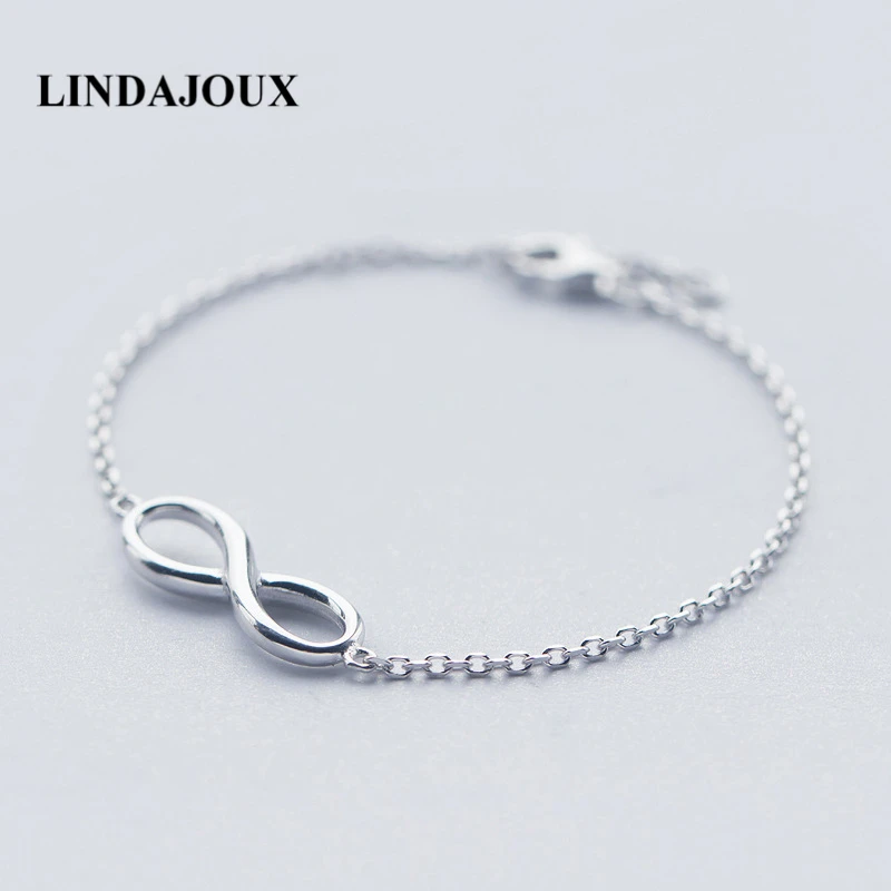 

LINDAJOUX Fashion 925 Sterling Silver Infinity Endless Charm Bracelet For Women S925 Silver Adjustable Length