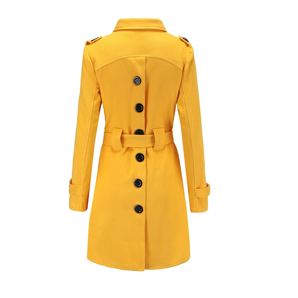 Sisjuly женская готическая Черная желтая Красная белая шерстяная куртка, пальто для офисной леди, Весенняя зимняя Длинная Верхняя одежда миди с поясом, шерстяные пальто