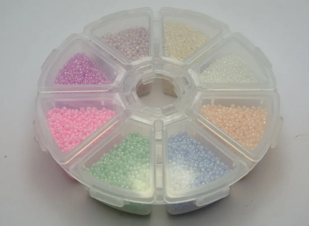 

100 г (18000 шт.) Цейлонские Стеклянные Бусины 1,5 мм (12/0) + коробка для хранения