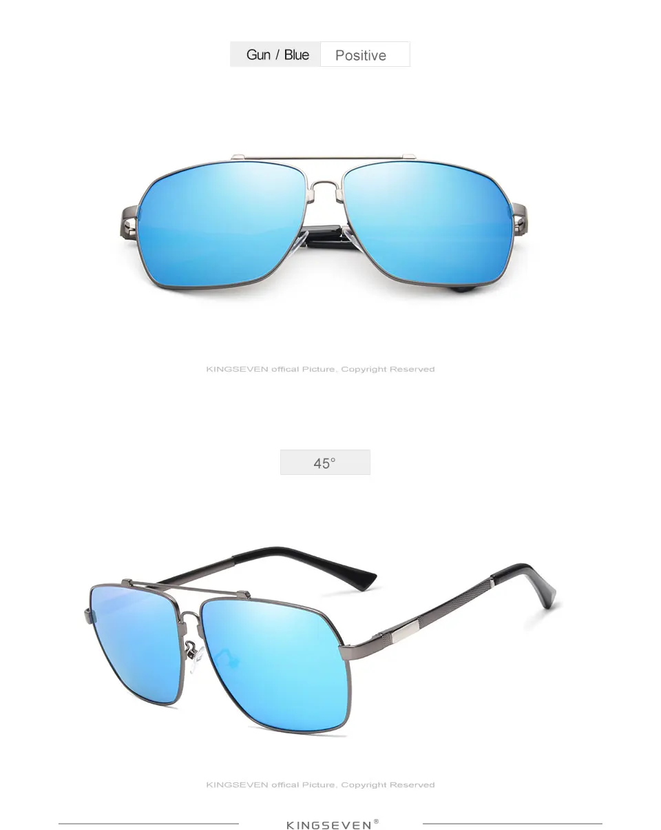 KINGSEVEN бренд поляризованных солнцезащитных очков для Для мужчин Алюминий Óculos Мужская мода квадратный вождения очки памяти металла