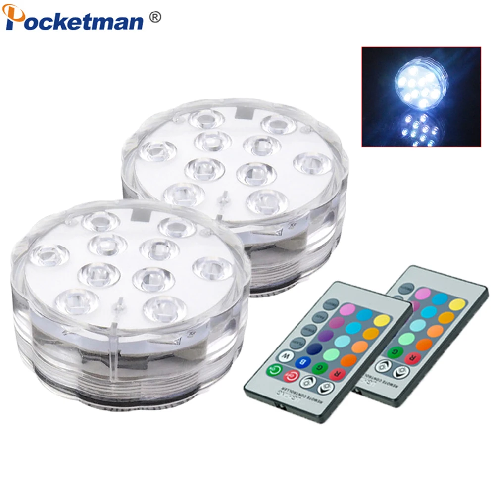  Underwater Submersible Vase 10 Led Remote Controll RGB Swimming Pool Light Battery Operated Night L - 32907232435
