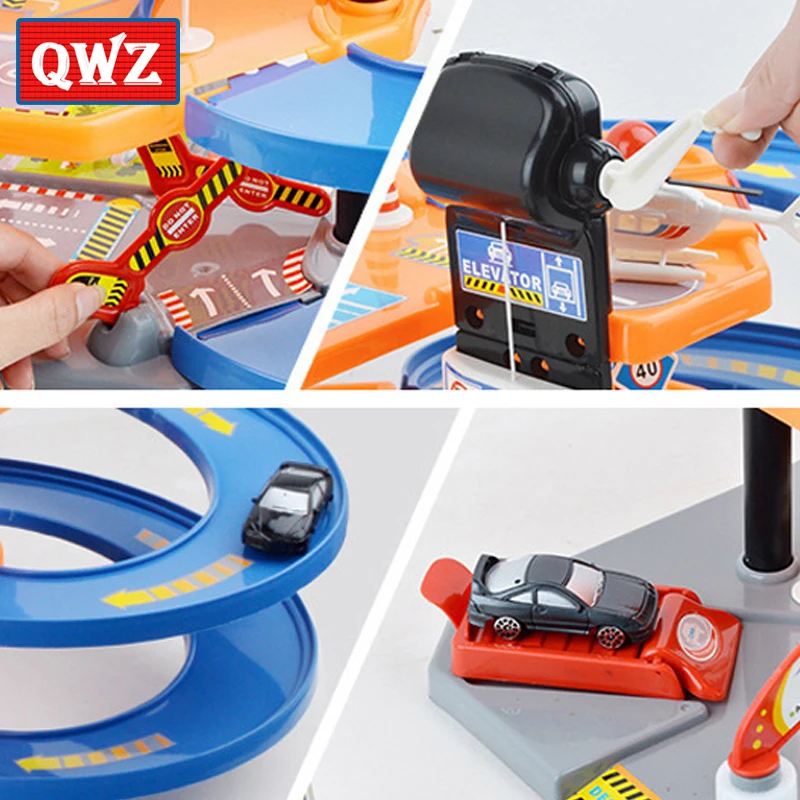 Goedkoop QWZ DIY Track 3D Auto Racing Spoor Speelgoed Auto parkeerplaats Monteren Spoorweg Rail Auto Speelgoed DIY Slot Model speelgoed voor kinderen Kinderen Geschenken