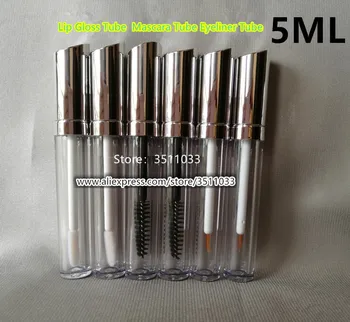 

30PCS 50PCS 5ml Cosmetic Acrylic Lip Gloss Tube Transparent Mascara Tube Acrylic Clear Elegant Eyeliner Tube Light Silver Cap