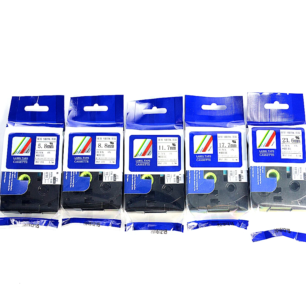 

5pcs/lot mixed brother HSe heat shrink tape cartridge HSE-211 Hse-221 HSe-231 Hse-241 Hse-251 for cable mark p touch