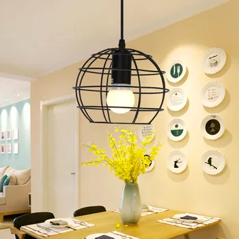 

[DBF]Modern Loft Black Cord Iron Pendant Lamps Lights Europe Style Hanging Pendant Lighting Fixtures E27 AC220V Indoor Lighting