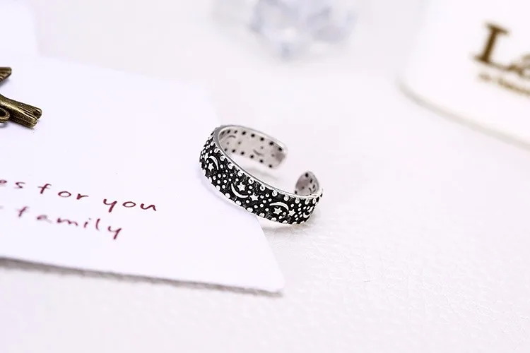 Новое модное 925 пробы Серебряное кольцо с Лунной звездой для женщин регулируемое Размер обручальное кольцо