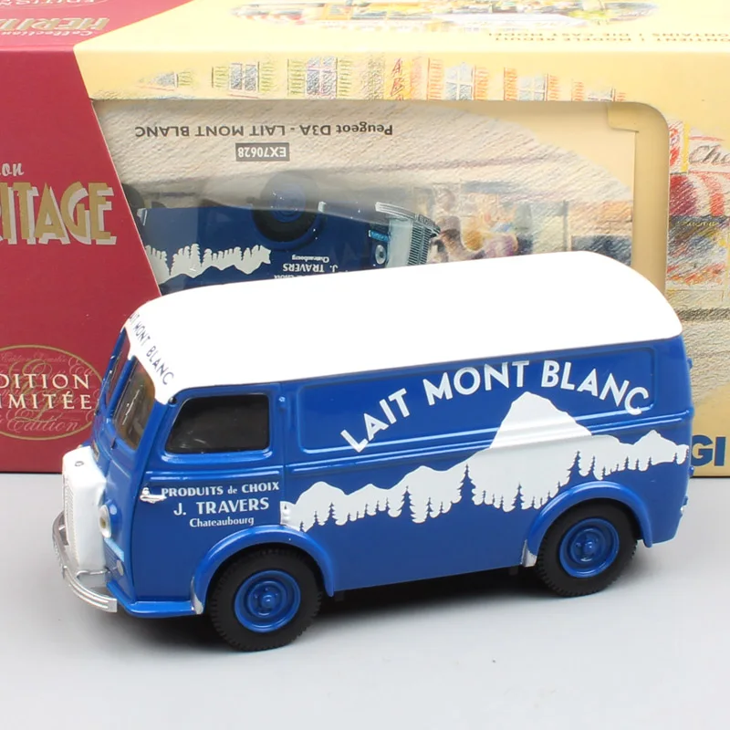 Детский 1:43 Масштаб корги Авангард винтажные peugeot D3 D3A панели vans авто шины автомобиля универсал Lait Mont Blanc Автомобили литья под давлением