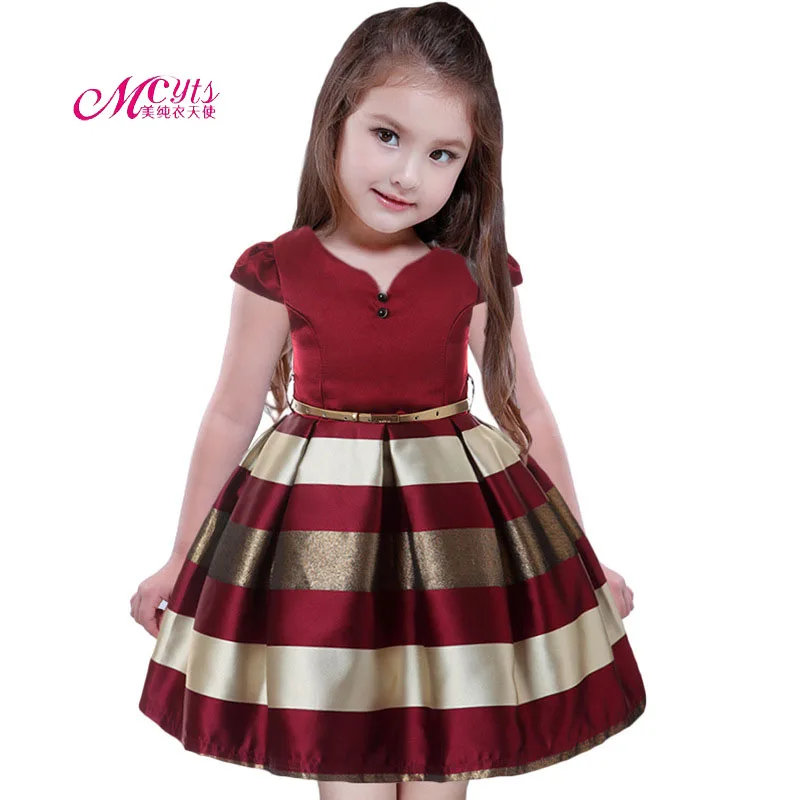 

Girls Dresses Stripes Princess Costume Kids Clothes Short Sleeve Party Dress 2018 New Children Prom Dresses 4 6 8 10 11 12 Years