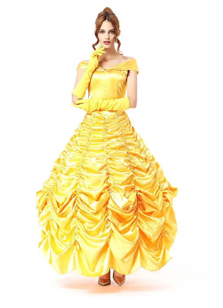 New Princess Belle Costume Beauty And The Beast Cosplay Adult Women Fancy Dress