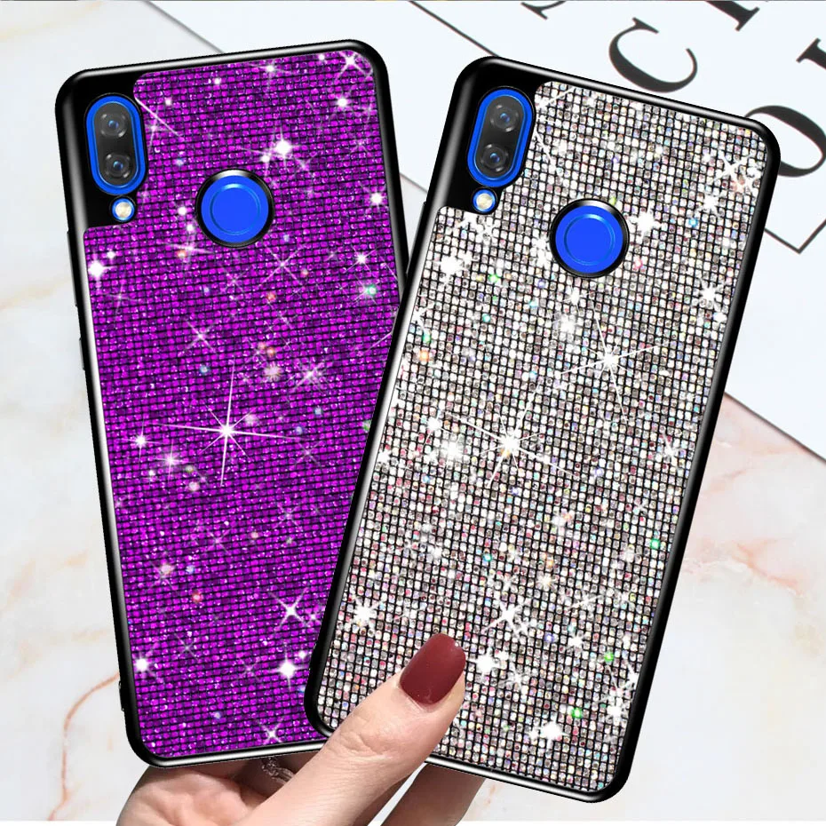 

Luxury Grid Glitter Cover Phone Case For Huawei Nova 3 Case For Huawei Nova3 Case Protective Cover Soft Silicone back funda