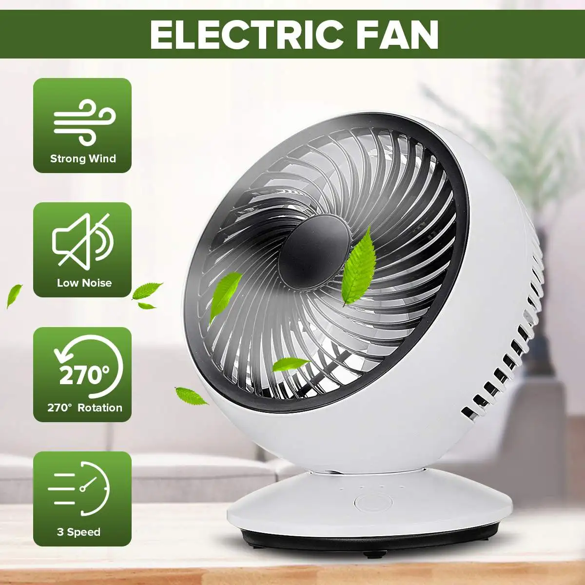 

AUGIENB Portable Electric Fans Mini Desk Fans / USB Rechargeable / 3-Speed / 270° Automatic Rotation / Six-leaf / Disassemble