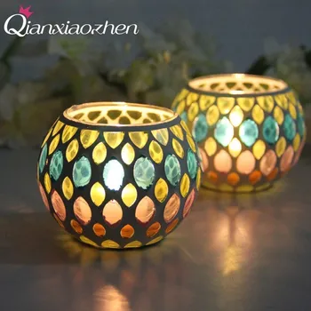 

Qianxiaozhen Manual Patch Glass Candle Holders Wedding Decorations Candles Home Decoration Candle Lantern