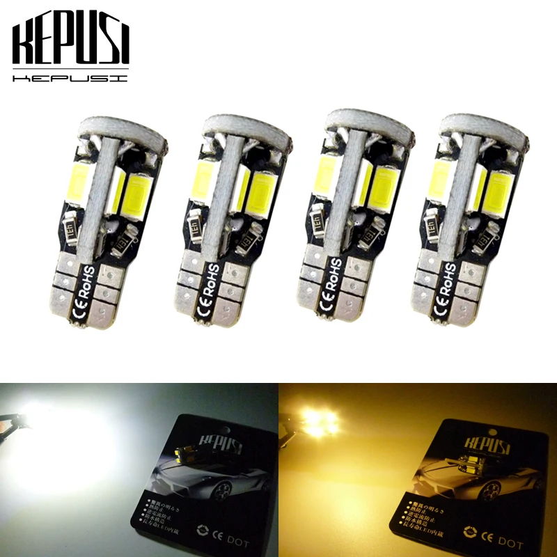 

4PCS Car Styling 10SMD 5630 5730 Canbus T10 Led No Error w5w 194 168 Auto Dome Lamp Light Bulbs 12V white warm white