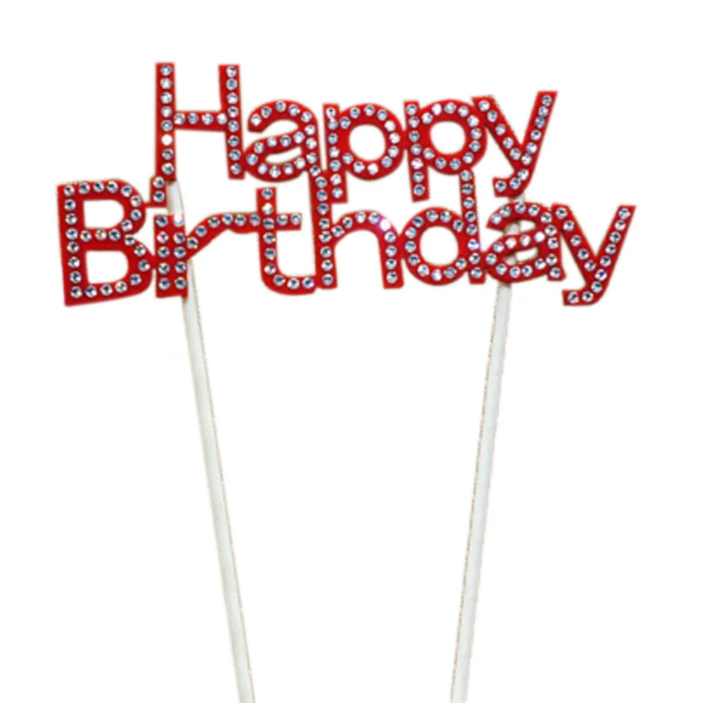 4 Colors Crystal Rhinestone Happy Birthday Cake Topper Cupcake stand