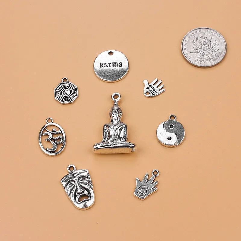 8pcs/lot Religious Amulet Charm Mixed Silver Pendant DIY Jewelry
