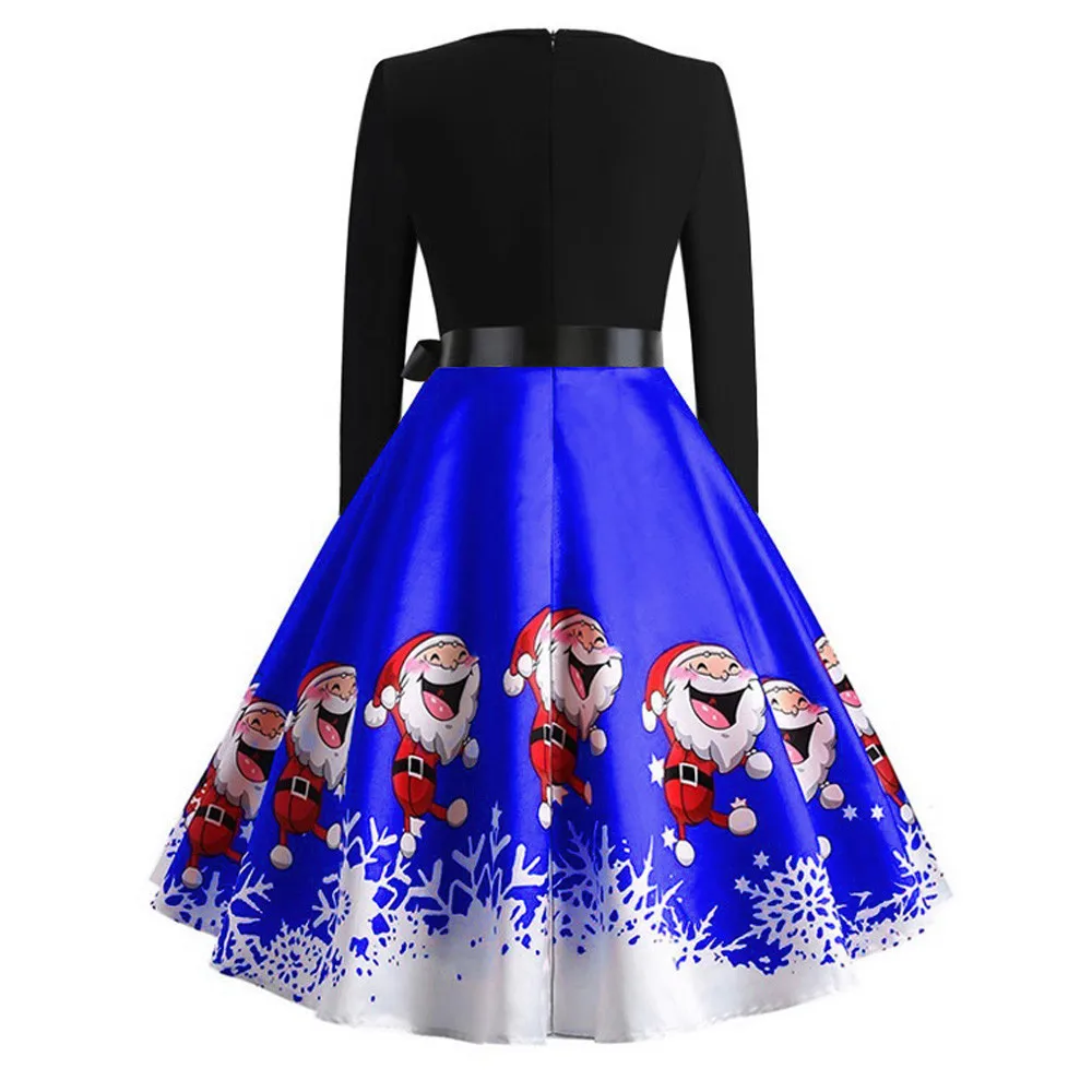 Женское винтажное платье с длинным рукавом рождественское 50 S 60 Vestidos Robe Noel