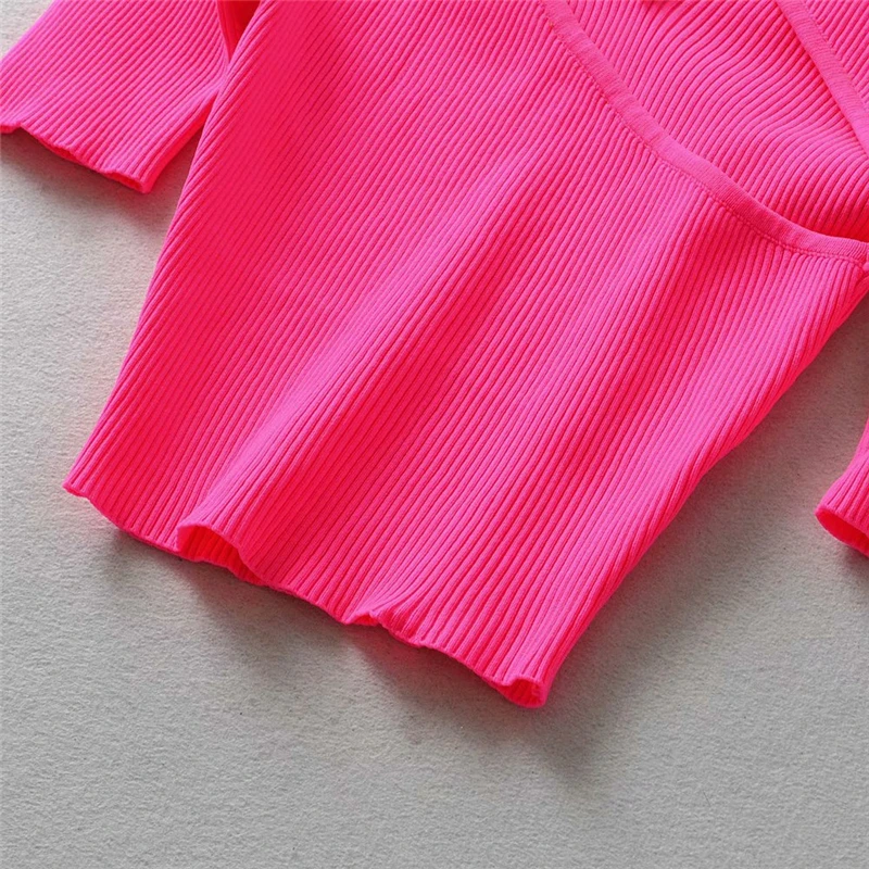 LUNDUNSHIJIA летние флуоресцентные футболки со стоячим воротником с коротким рукавом женские сексуальные короткие трикотажные футболки с вырезами 5 цветов