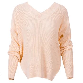 

New Ladies Sweater Womens V Neck Shirt Sexy Baggy Casual Knitted Jumper Pullover Chunky Oversized Sweaters Women Top