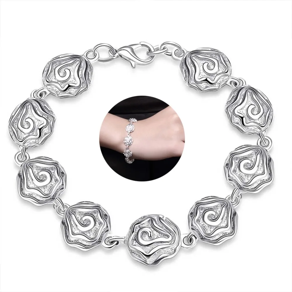 Full Of Roses Bracelet & Bangles Silver Plated Chain Bracelet Flower
