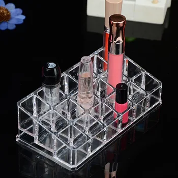 

18 Slots Crystal Acrylic Makeup Organizer Toiletry Organizer Box Lipstick Storage Holder for Lip Gloss Lip Moisturizer Cases New